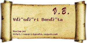 Vásári Benáta névjegykártya